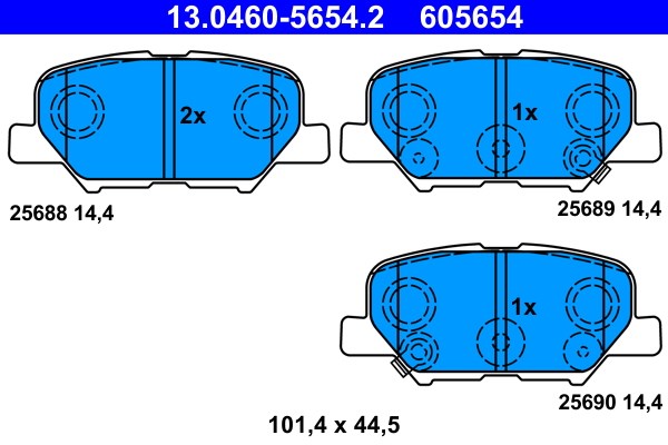 Bromsbeläggsats, Bakaxel Ate 13.0460-5654.2 ATE