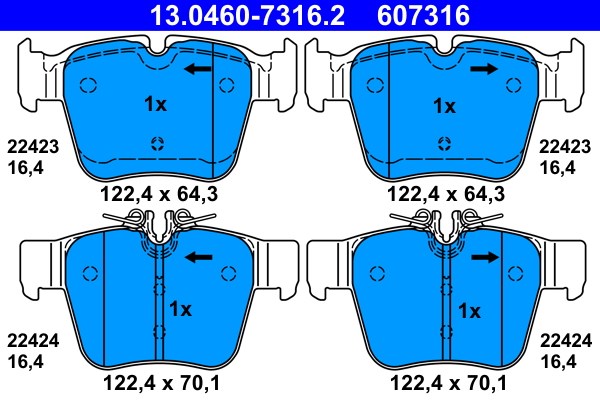 Bromsbeläggsats, Bakaxel Ate 13.0460-7316.2 ATE Bromsbeläggsats, Bakaxel Ate 13.0460-7316.2 ATE