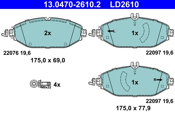 Bromsbeläggsats, Framaxel Ate Ate ceramic 13.0470-2610.2 ATE