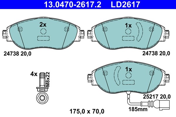 Bromsbeläggsats, Framaxel Ate Ate ceramic 13.0470-2617.2 ATE