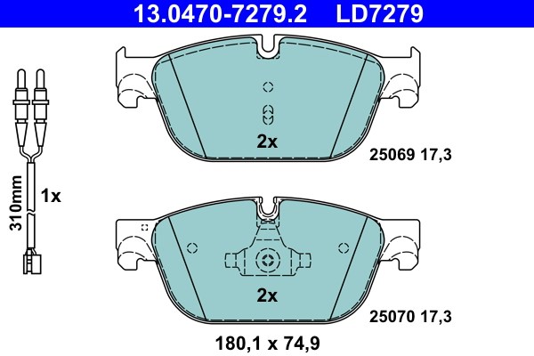 Bromsbeläggsats, Framaxel Ate Ate ceramic 13.0470-7279.2 ATE