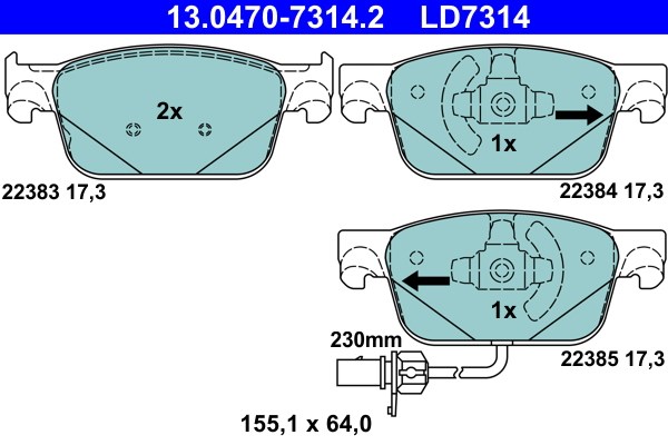 Bromsbeläggsats, Framaxel Ate Ate ceramic 13.0470-7314.2 ATE