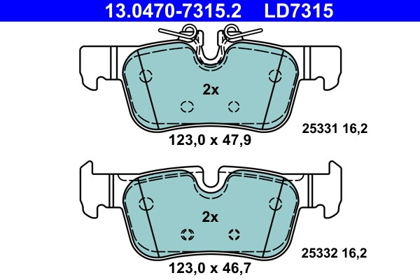 Bromsbeläggsats, Bakaxel, Framaxel Ate Ate ceramic 13.0470-7315.2 ATE