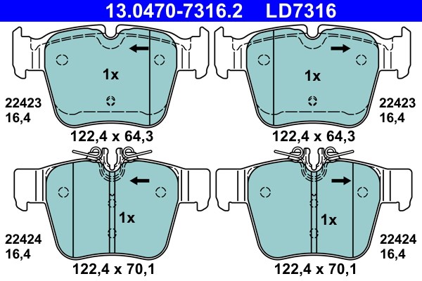 Bromsbeläggsats, Bakaxel Ate Ate ceramic 13.0470-7316.2 ATE Bromsbeläggsats, Bakaxel Ate Ate ceramic 13.0470-7316.2 ATE
