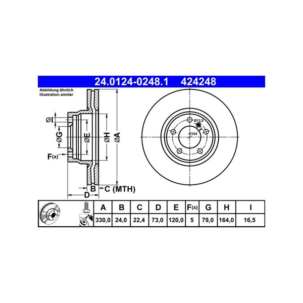 Bromsskiva Ventilerad, Framaxel Ate 24.0124-0248.1 ATE Bromsskiva Ventilerad, Framaxel Ate 24.0124-0248.1 ATE