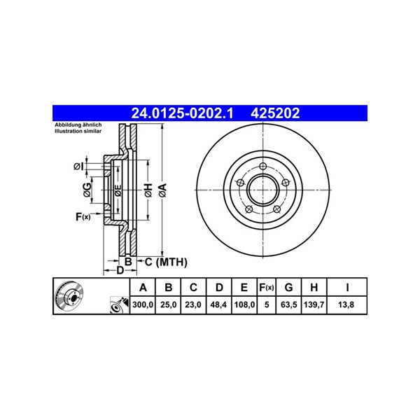 Bromsskiva Ventilerad, Framaxel Ate 24.0125-0202.1 ATE Bromsskiva Ventilerad, Framaxel Ate 24.0125-0202.1 ATE