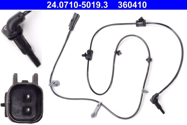 ABS-givare, Sensor, hjulvarvtal, Bakaxel vänster Ate 24.0710-5019 ATE