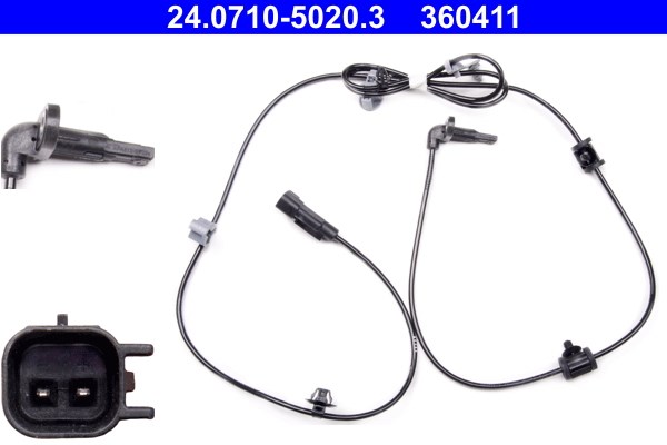 ABS-givare, Sensor, hjulvarvtal, Bakaxel höger Ate 24.0710-5020.3 ATE