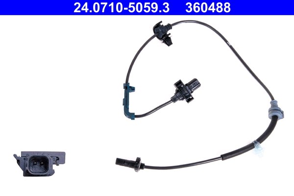 ABS-givare, Sensor, hjulvarvtal, framaxel höger Ate 24.0710-5059. ATE