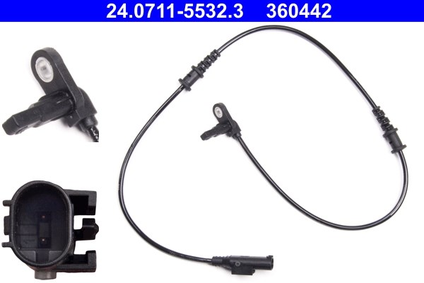 ABS-givare, Sensor, hjulvarvtal, Framaxel Ate 24.0711-5532.3 ATE