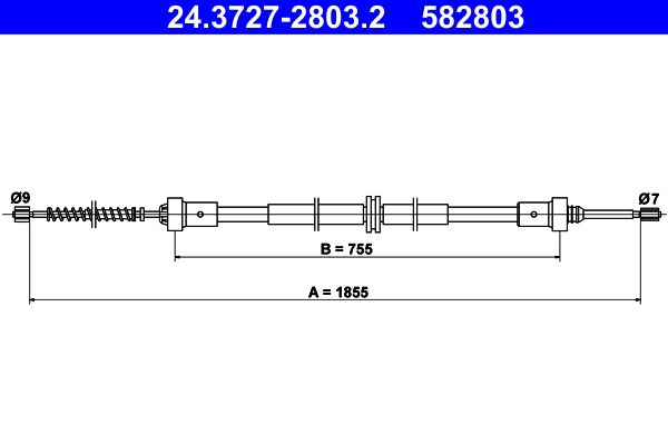 Vajer, parkeringsbroms, Bak Ate 24.3727-2803.2 ATE