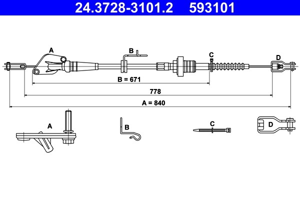 Vajer, koppling Ate 24.3728-3101.2 ATE