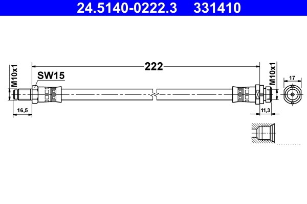 Bromsslang, Bakaxel Ate 24.5140-0222.3 ATE
