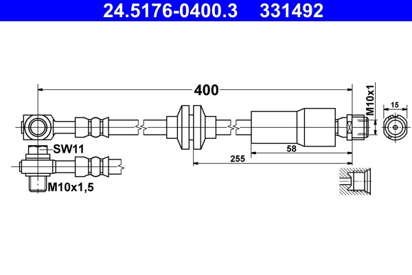 Bromsslang, Framaxel Ate 24.5176-0400.3 ATE