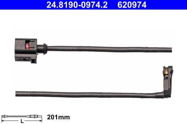 Varningssensor, bromsbeläggslitage, Framaxel Ate 24.8190-0974.2 ATE Varningssensor, bromsbeläggslitage, Framaxel Ate 24.8190-0974.2 ATE