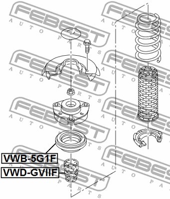 Fjäderbenslager, Fram, höger eller vänster Febest VWB-5G1F FEBEST