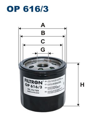 Oljefilter Filtron OP 616/3 FILTRON