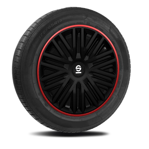Hjulsidor/ Navkapslar, Universal Sparco SP 1485BKRD Hjulsidor/ Navkapslar, Universal Sparco SP 1485BKRD
