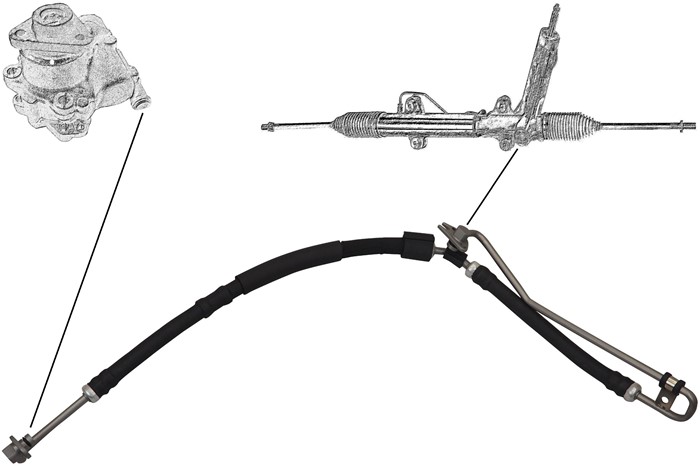 Hydraulikslang, styrsystem, Från hydraulpump till styrväxel Aic 5 AIC