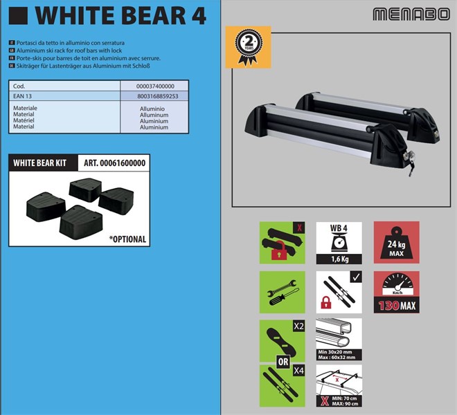Skid- & Snowboardhållare, White bear 4, Universal Skid- & Snowboardhållare, White bear 4, Universal