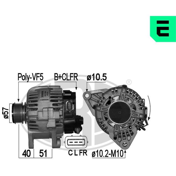 Generator 14V 120A Era oem Oem 209006 ERA OEM