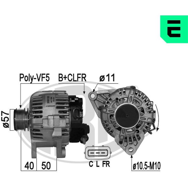 Generator 14V 120A Era oem Oem 209128 ERA OEM