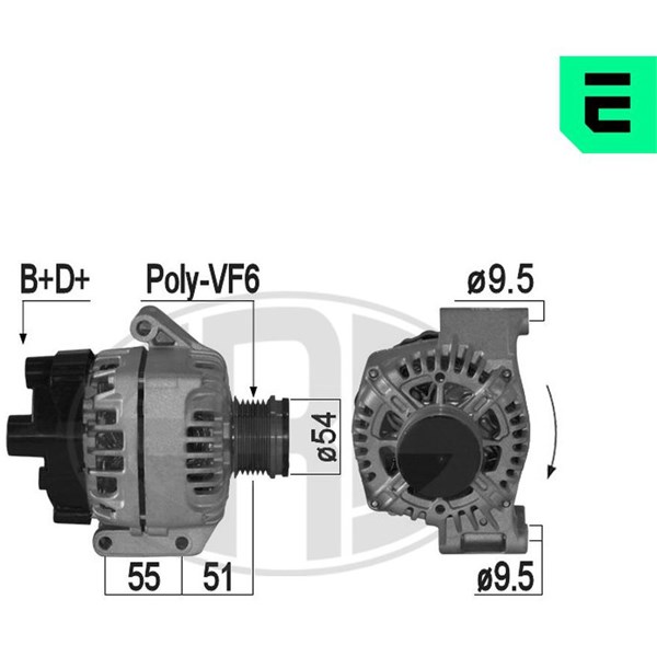 Generator 14V 120A Era oem Oem 209225 ERA OEM