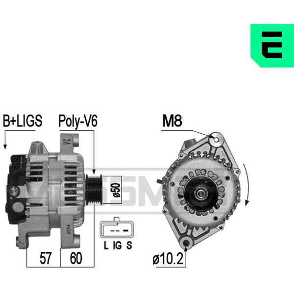 Generator 14V 95A Era oem Oem 209343 ERA OEM