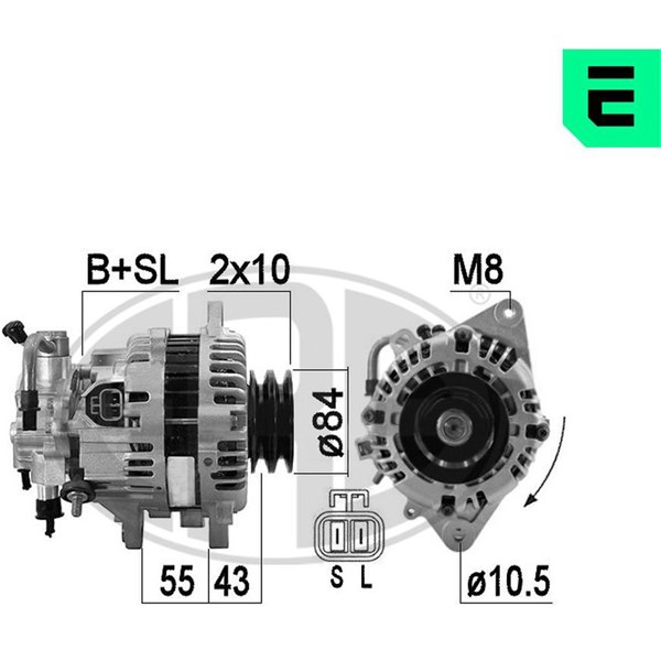 Generator 14V 110A Era oem Oem 209599 ERA OEM Generator 14V 110A Era oem Oem 209599 ERA OEM