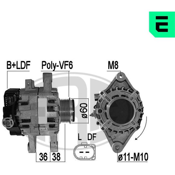 Generator 14V 90A Era oem Oem 209606 ERA OEM
