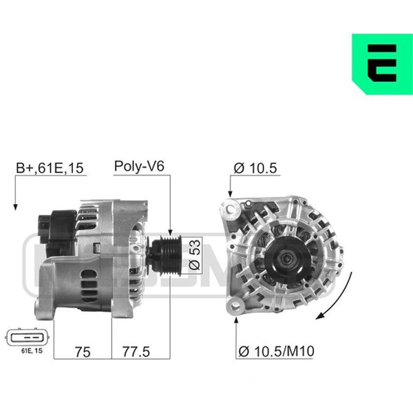 Generator 14V 120A Era oem Oem 210012 ERA OEM