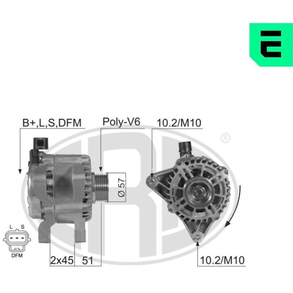 Generator 14V 80A Era oem Oem 210360 ERA OEM