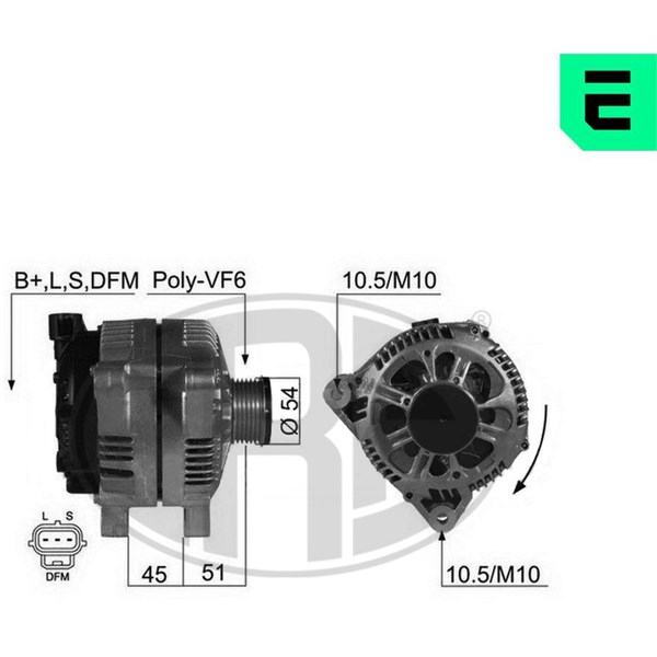 Generator 14V 150A Era oem Oem 210433 ERA OEM