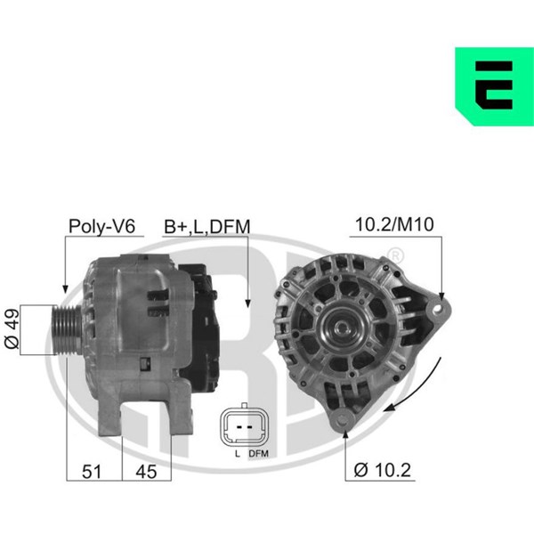 Generator 14V 90A Era oem Oem 210545 ERA OEM