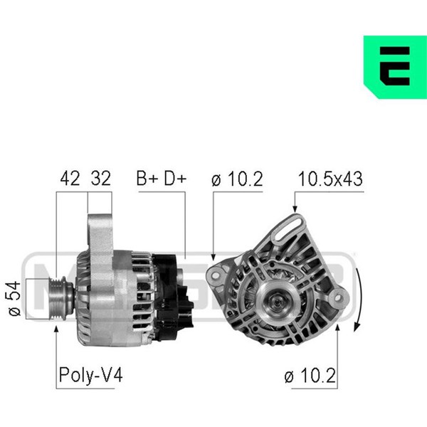 Generator 14V 105A Era oem Oem 210743 ERA OEM