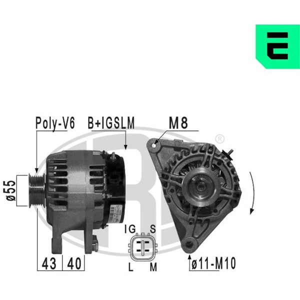 Generator 14V 90A Era oem Oem 210980 ERA OEM