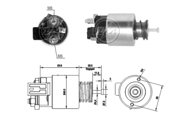 Magnetswitch, startmotor 12V