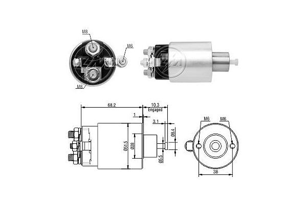 Magnetswitch, startmotor 12V