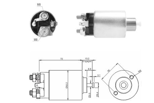 Magnetswitch, startmotor 12V