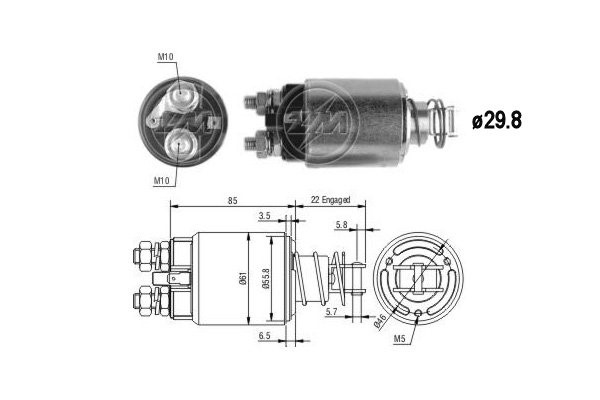 Magnetswitch, startmotor