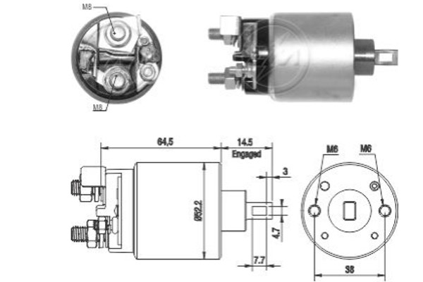 Magnetswitch, startmotor 12V
