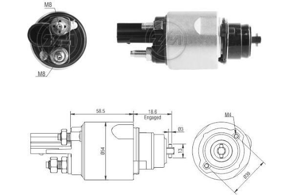 Magnetswitch, startmotor 12V