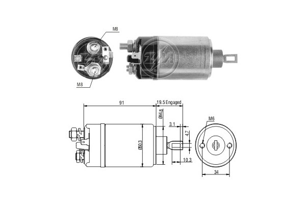 Magnetswitch, startmotor 12V