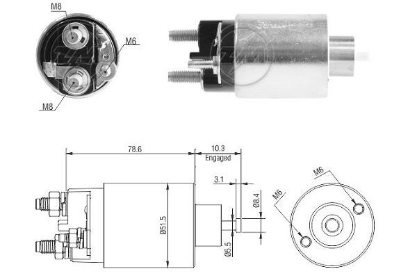 Magnetswitch, startmotor 12V