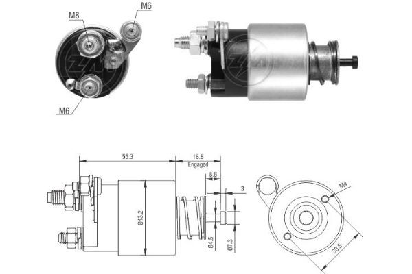 Magnetswitch, startmotor 12V
