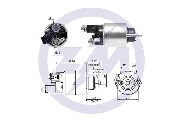 Magnetswitch, startmotor 12V