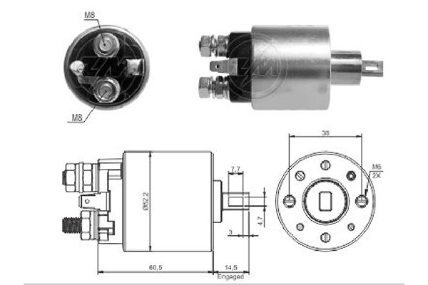 Magnetswitch, startmotor