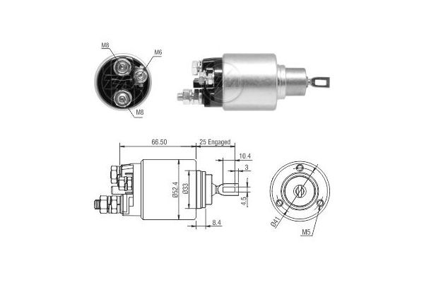 Magnetswitch, startmotor 12V