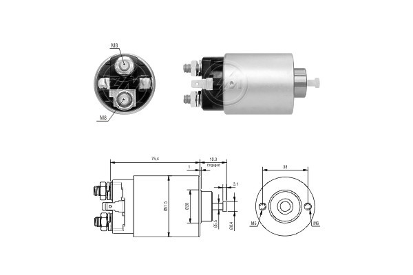 Magnetswitch, startmotor 12V