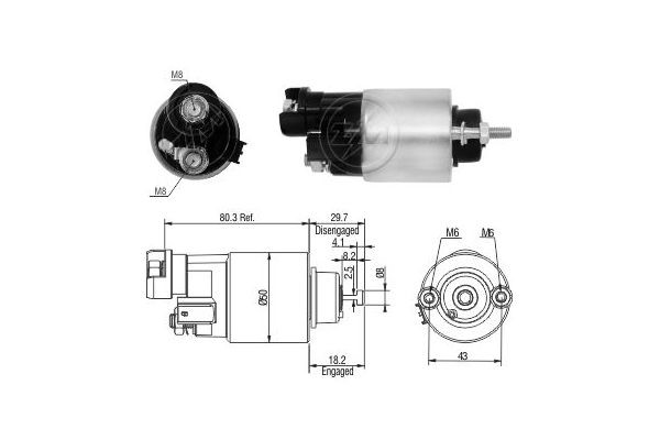 Magnetswitch, startmotor 12V